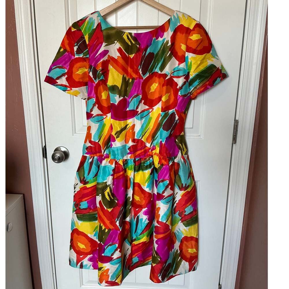 NWT Vintage Nipon Boutique Floral Silk Dress W10 Multicolor